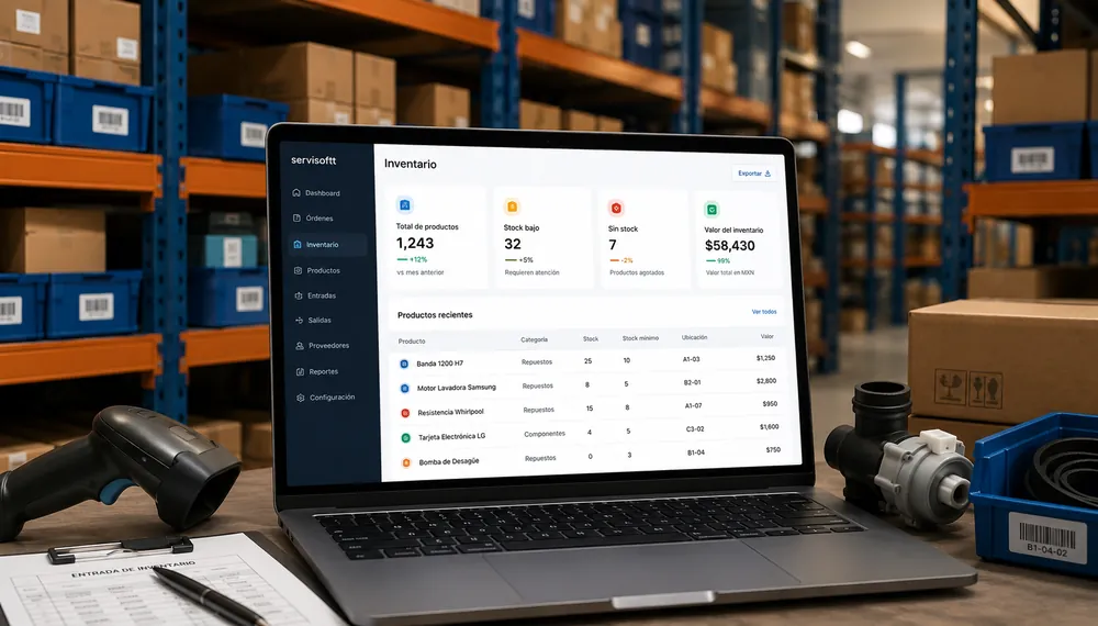 Control de inventario de repuestos para servicentros y talleres técnicos - Servisoftt