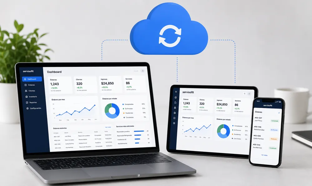 Software para servicentro en la nube accesible desde celular tablet y computadora - Servisoftt